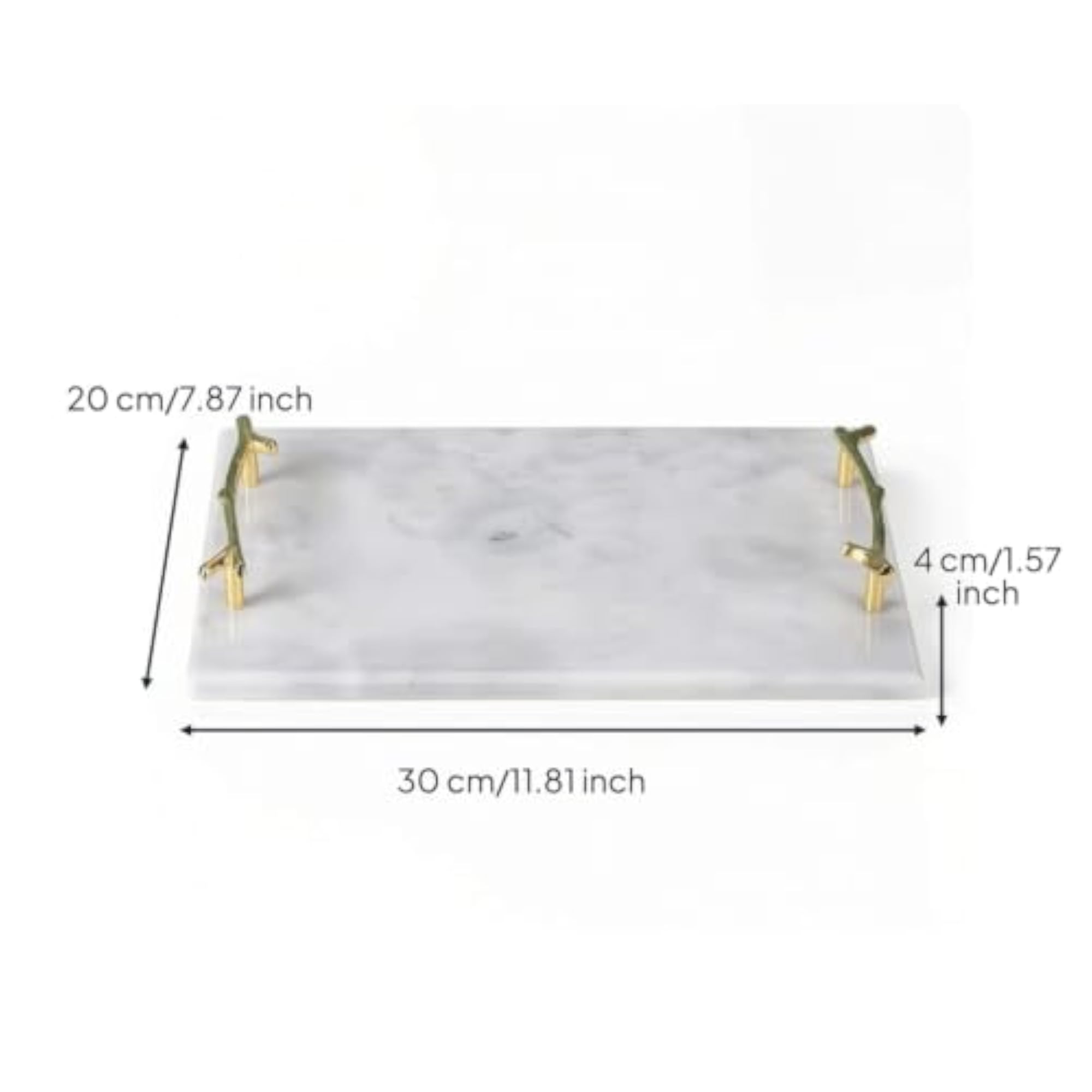 Rectangular Marble Tray with Handles, Multipurpose Stone Design